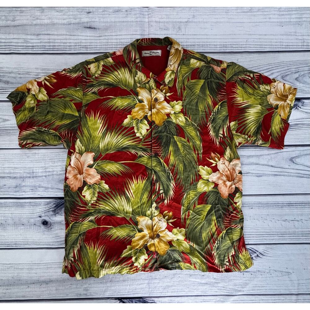 Tommy Bahama 100% Silk Sz XL Men's Button Up Vacation Shirt Spring Top